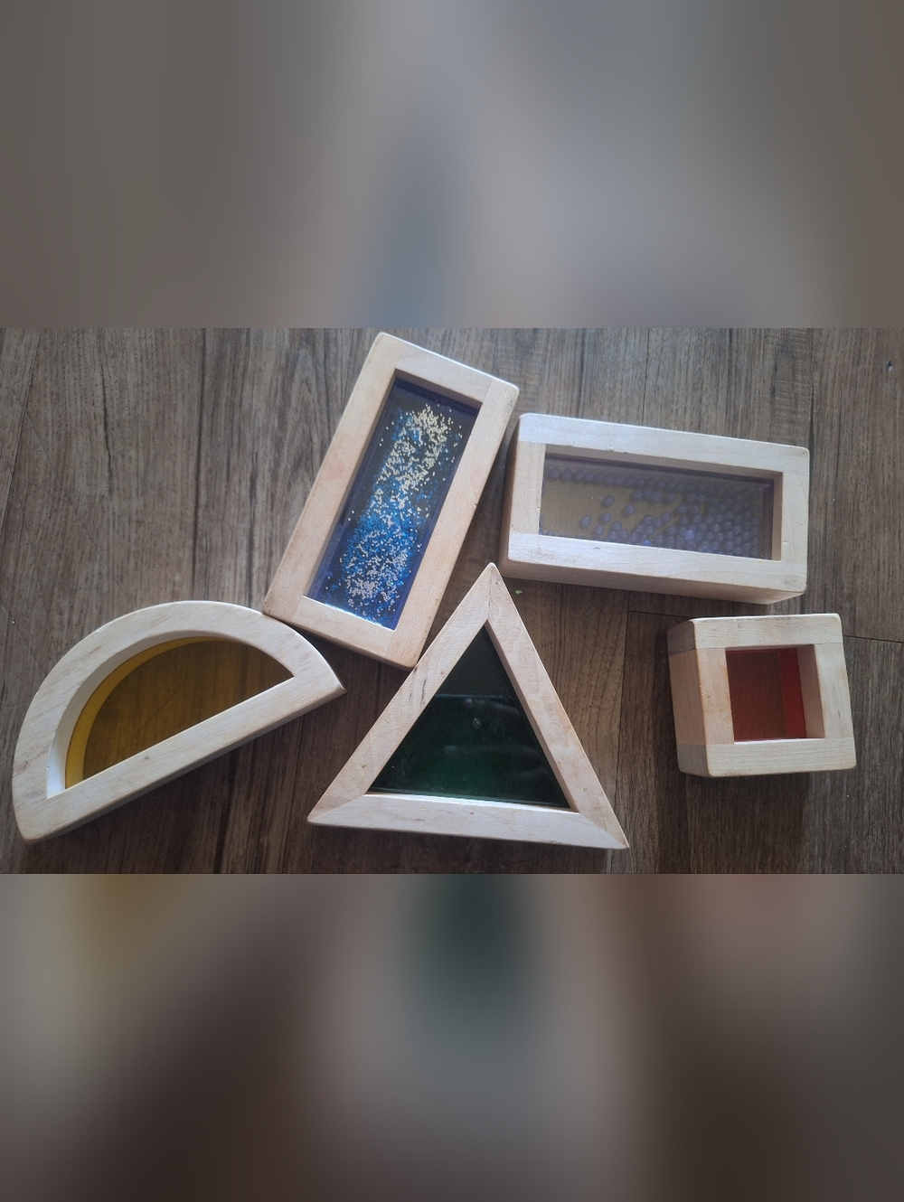 Wooden Triangle Wall Decor with Deep Green Accent